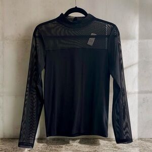 GAP Mock-neck Long Sleeve Mesh Top